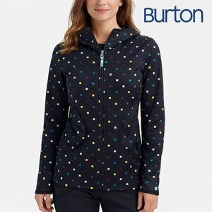 Burton Women’s Black Softshell Jacket Confetti Print Fitted Size Small athletic